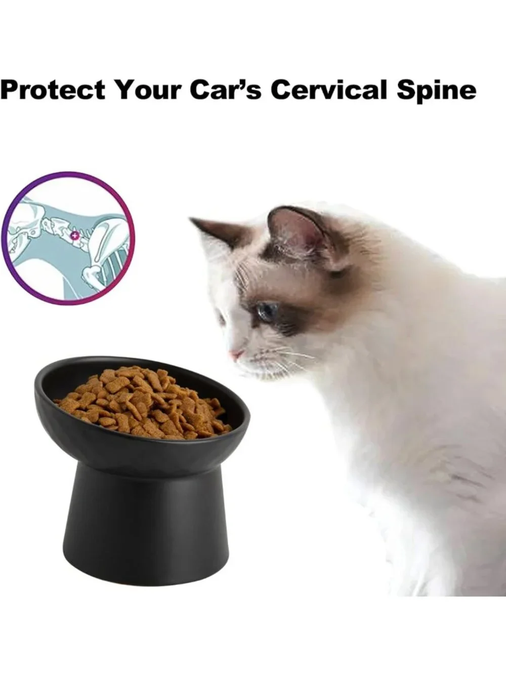 Tilted Ceramic Cat Bowls Set - Whisker-Friendly Raised Pet Feeders for Cats